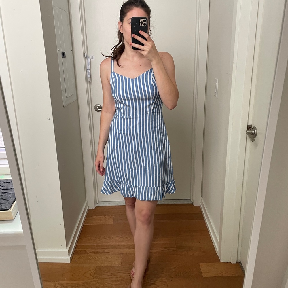 NWT Old Navy Striped Ruffle Hem Fit & Flare Cami Dress
